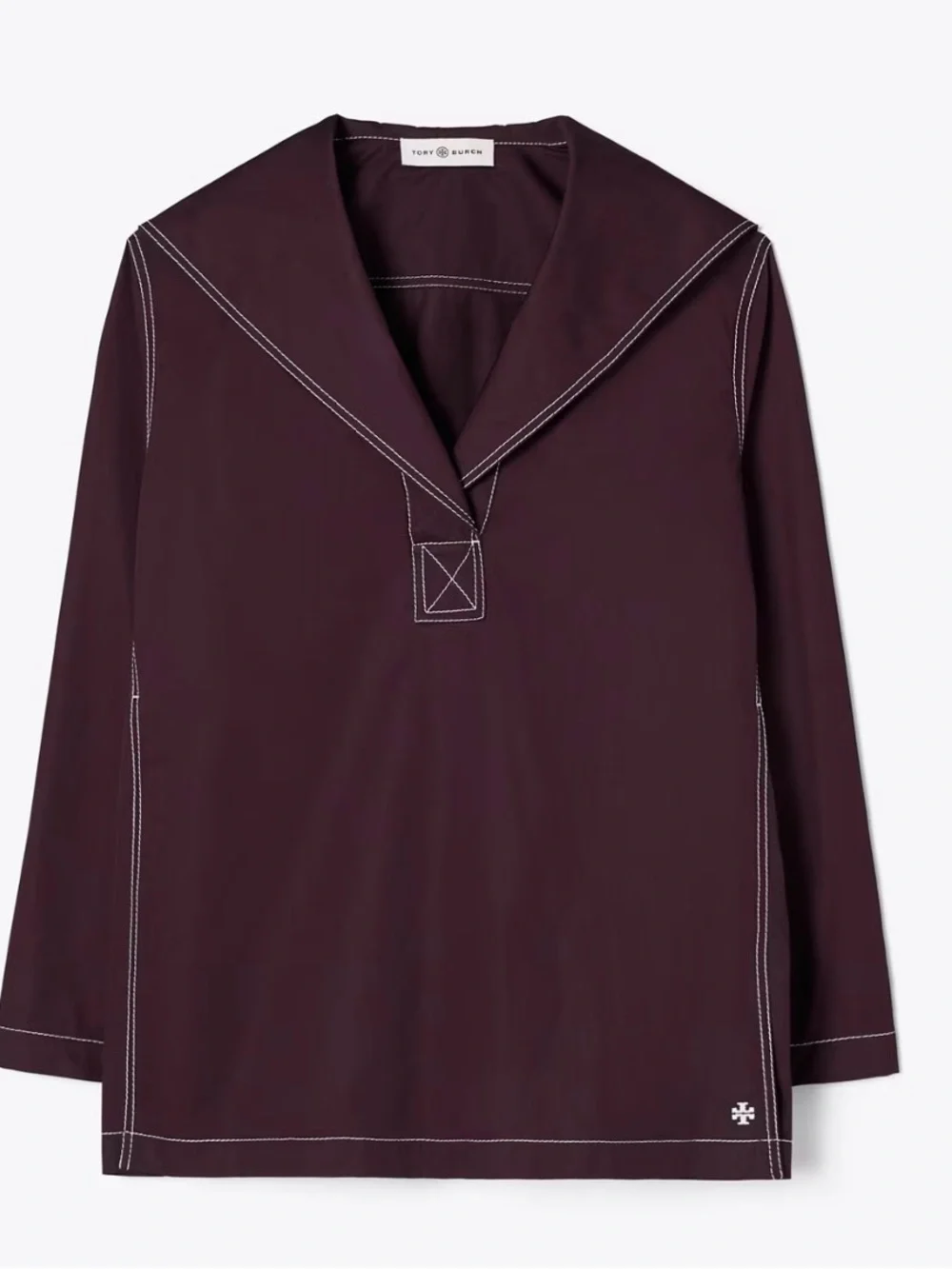 Tory Burch Cotton Poplin Top in Evening Plum